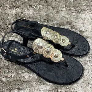 Bandolino fashion black/gold sandals 9.5